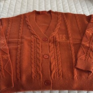 Taylor Swift Burnt Orange Cable Knit Cardigan